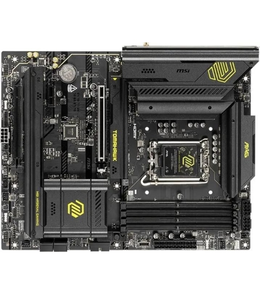 Материнская плата MSI MAG B860 TOMAHAWK WIFI, LGA 1851, Intel B860, 4xDDR5, 4xSATA, 3xM.2, 1xPCIe 4.0 x4, 1xPCIe 5.0 x16, 1xDP, 1xHDMI, 1xUSB-C, 1x 5Gb LAN, 4xUSB-A 2.0, 4xUSB-A 3.2 Gen 2, 7.1, 2x3.5 мм, TOSLINK, ATX