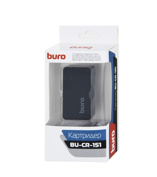 Кард-ридер USB 2.0 Buro BU-CR-151 черный