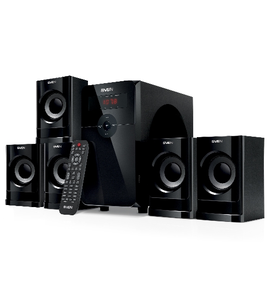 Компьютерная акустика SVEN АС HT-201, черный (80 Вт, Bluetooth, пульт, дисплей, FM, USB, SD)