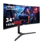 Монитор 34' ExeGate Combat EC3407TA VA 3440x1440, 165 Гц, 1 мс, 21:9, 300 кд/м², HDMI 2.0, DP 1.2, 3.5 Jack, FreeSync, изогнутый экран (1800R), черный, фото 1
