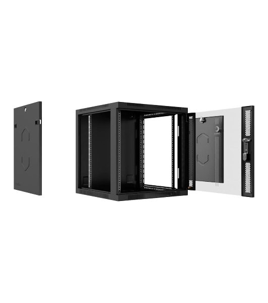 Шкаф телекоммуникационный настенный Cabeus SH-05F, 19', 15U, 769х600х600 мм (ВхШхГ), дверь: стекло, разборный, черный