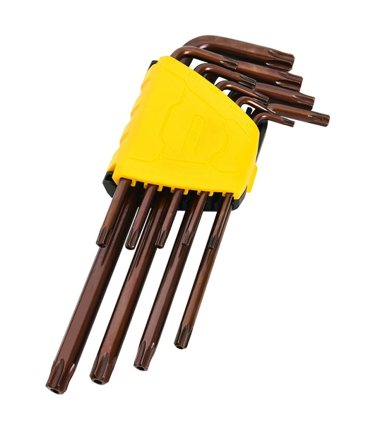Ключ Deli Набор шестигранных ключей ';TORX'; удлиненных Deli DL230707G 9 шт S2, размеры T10,T15,T20,T25,T27,T30,T40,T45,T50, пластиковый держатель