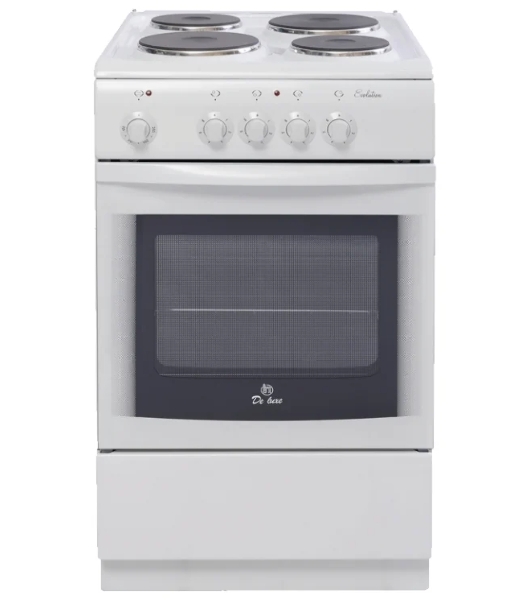 Плита электрическая De Luxe 506004.04 Э белый, конфорок 4 шт, духовка 54 л, 50 см x 85 см x 60 см
