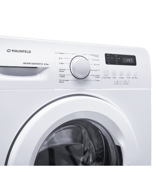 Стиральная машина Maunfeld MFWM106WH051D белая, загрузка фронтальная 6кг, 1000 об/мин., класс: A++