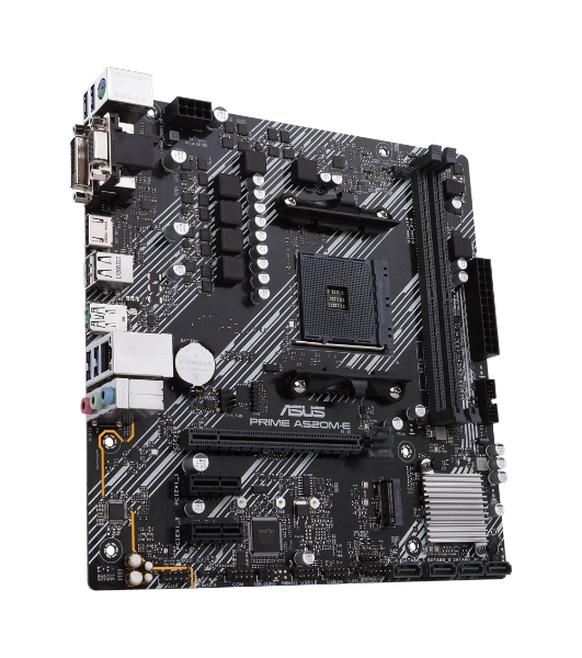 Материнская плата ASUS PRIME A520M-E/CSM, AM4, AMD A520, 2xDDR4, 4xSATA, 1xM.2, 1xPCIe 3.0 x16, 2xPCIe x1, 1xDVI-D, 1xHDMI, 1xVGA, 1x 1Gb LAN, 1xUSB-A 3.2 Gen 2, 2xUSB-A 2.0, 4xUSB-A 3.2 Gen 1, 3x3.5 мм, 7.1, mATX