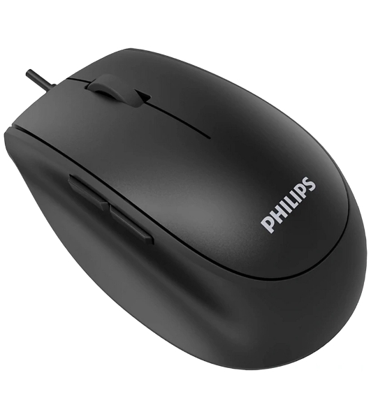 Мышь проводная Philips SPK7327 черный, 1600 dpi, USB, кнопки - 5