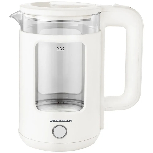 Электрочайник BACKMAN BM-TEA 716 прозрачный/белый, 1.8 л, 2200 Вт, скрытый нагревательный элемент