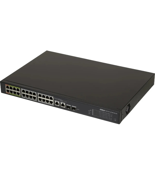 Коммутатор Dahua DH-LR2226-24ET-360, 24×100 Мбит/с + 2×1 Гбит/с + 2×1 Гбит/с Combo, управляемый