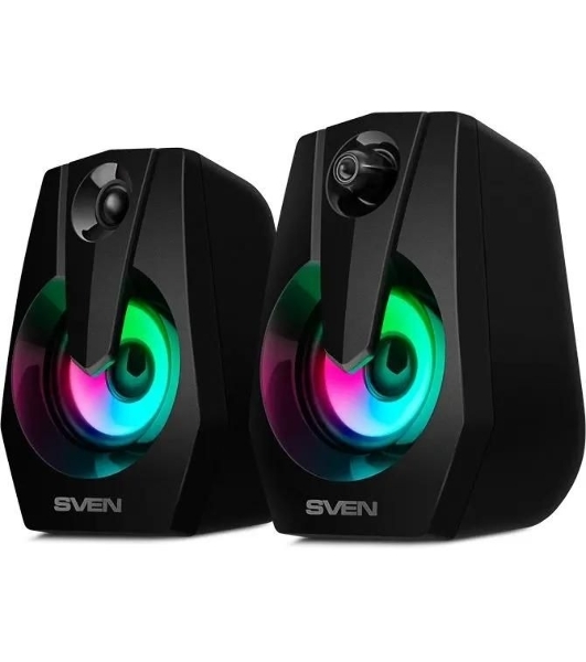 Акустическая система SVEN 370 2.0 черные (2x2W, USB, RGb подсветка)