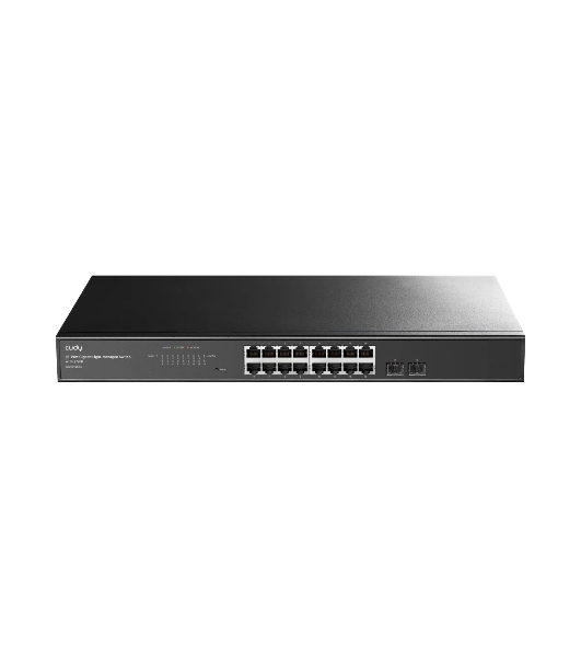 Коммутатор CUDY GS1016ES2, 16×1 Гбит/с + 2×1 Гбит/с SFP, настраиваемый
