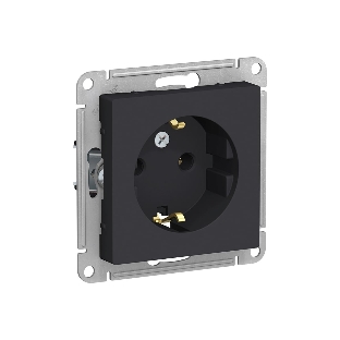 Механизм розетки 1-м СП AtlasDesign с заземл. 16А карбон SchE ATN001043