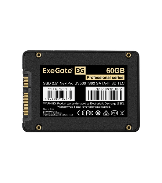 Накопитель SSD ExeGate NextPro UV500TS60, 60Gb, 2.5', SATA III, R/W 450/400