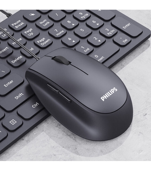 Мышь проводная Philips SPK7327 черный, 1600 dpi, USB, кнопки - 5