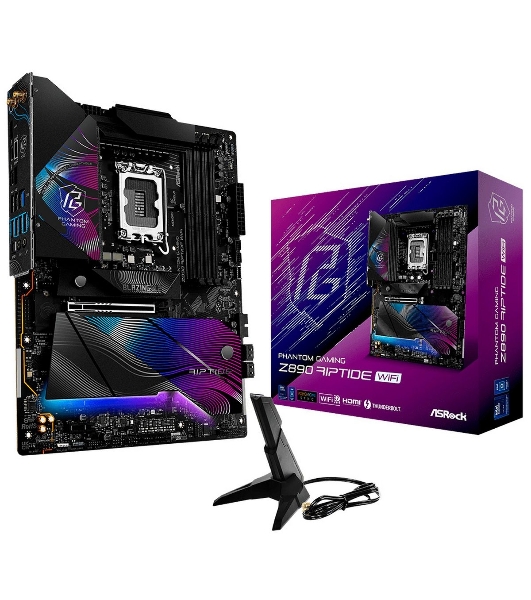 Материнская плата ASRock Z890 Riptide WiFi, LGA 1851, Intel Z890, 4xDDR5, 4xSATA, 5xM.2, 1xPCIe 5.0 x16, 1xPCIe 4.0 x16, 1xPCIe x1, 2xUSB-C Thunderbolt 4, 4xUSB-A 3.2 Gen 1, 1xUSB-A 3.2 Gen 2, 1xHDMI, 1x2.5Gb LAN, 4x3.5 мм, 7.1, ATX