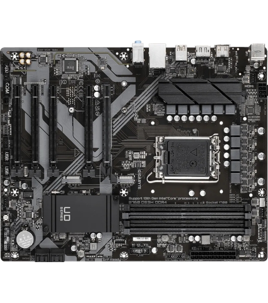 Материнская плата Gigabyte B760 DS3H DDR4, LGA 1700, Intel B760, 4xDDR4, 4xSATA, 2xM.2, 1xPCIe 4.0 x16, 4xPCIe 3.0 x1, 1xHDMI, 1xDP, 1x 1Gb LAN, 1xUSB 3.2 Gen 2, 1xUSB 3.2 Gen 2x2, 4xUSB 2.0, 3x3.5 мм, 7.1, ATX