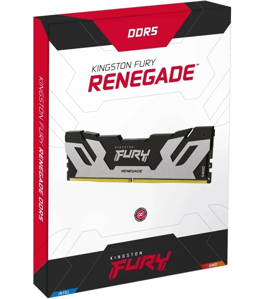Оперативная память Kingston Fury Renegade, DDR5, 48Gb (1x48GB), 6000MHz, CL32, DIMM, с радиатором, серебристый