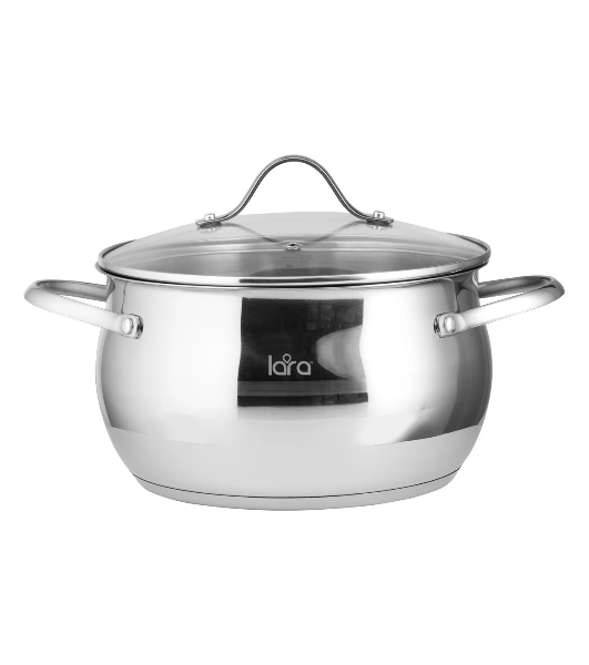Кастрюля LARA LR02-35 Apple 6,1 л 24x13,5 см, нержавеющая сталь, крышка стекло