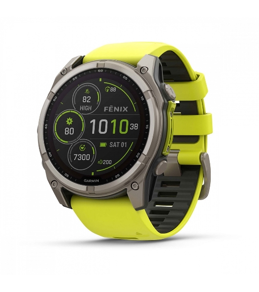 Умные часы Garmin Fenix 8 Solar Sapphire, 1.6' AMOLED, Wi-Fi, Bluetooth, NFC, 100м, серый / желтый