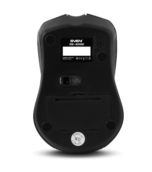 Мышь беспроводная SVEN RX-400W черный, 1400 dpi, радиоканал, USB, кнопки - 4