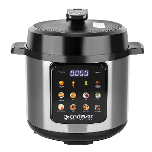 Скороварка-мультиварка электрическая Endever Vita-133 черный/стальной, 1200 Вт, 6 л, 12 авторежимов работы, книга рецептов
