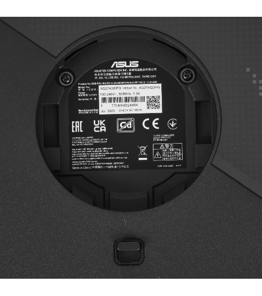 Монитор 26.5' Asus ROG Strix XG27AQDPG QD-OLED 2560x1440, 500 Гц, 0.03 мс, 16:9, 300 кд/м², DP 1.4, HDMI 2.1 x2, 3.5 Jack, USB Hub (3x USB 3.2), G-Sync Compatible, FreeSync, черный