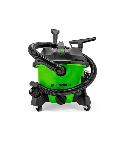 Строительный пылесос GreenWorks G120WDV (4701207) зеленый, 1300 Вт, уборка сухая/влажная, пылесборник контейнер, 34 л