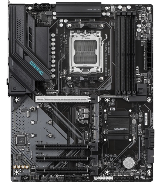 Материнская плата Gigabyte B850 GAMING WIFI6, AM5, AMD B850, 4xDDR5, 4xSATA, 3xM.2, 1xPCIe 5.0 x16, 3xPCIe 3.0 x16, 1xHDMI, 1xDP, 1x1Gb LAN, Wi-Fi 6, Bluetooth 5.3, 1xUSB-C 5Gbps, 2xUSB-A 10Gbps, 2xUSB-A 5Gbps, 4xUSB-A 2.0, 1xPS/2, 3x3.5 мм, 7.1, ATX