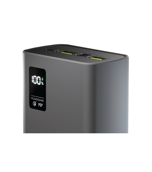 Портативный аккумулятор OLMIO QR-30, 30000mAh, 22.5W, QuickCharge3.0/PowerDelivery, LCD, серый