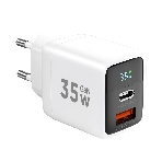 Сетевое зарядное устройство с дисплеем Cablexpert MP3A-PC-52, 35Вт GaN, QC3.0/PD3.0, 1хUSB, 1хType-C, белый, коробка, фото 1