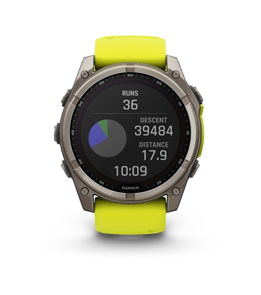 Умные часы Garmin Fenix 8 Solar Sapphire, 1.6' AMOLED, Wi-Fi, Bluetooth, NFC, 100м, серый / желтый