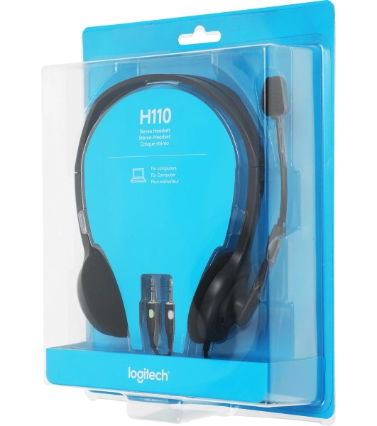 Гарнитура Logitech H110 серебристый, проводная, 3.5 мм