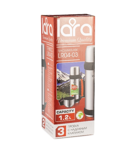 Термос Lara LR04-03 нержавеющая сталь AISI 201 1,2 л