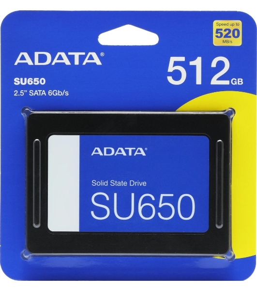 Накопитель SSD ADATA SU650, 512Gb, SATA III, 2.5', R/W 520/450