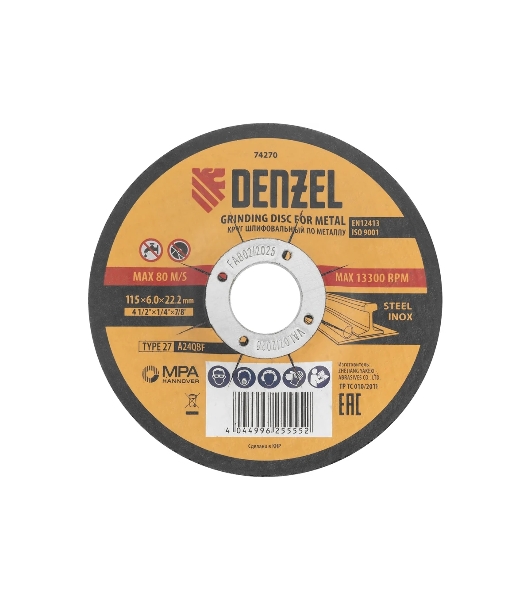 Круг шлифовальный по металлу Denzel A24QBF 115 х 6,0 х 22,2 мм