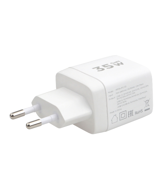 Сетевое зарядное устройство с дисплеем Cablexpert MP3A-PC-52, 35Вт GaN, QC3.0/PD3.0, 1хUSB, 1хType-C, белый, коробка