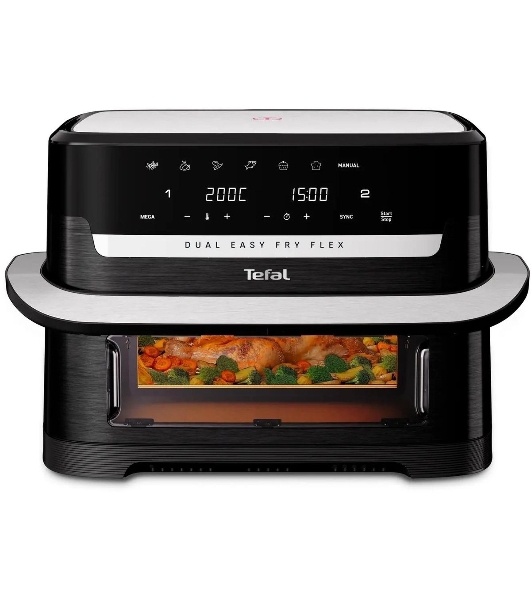 Аэрогриль Tefal Dual Easy Fry Flex EY9228E0 черный, 2700 Вт, 9 л, сенсор, 6 программ