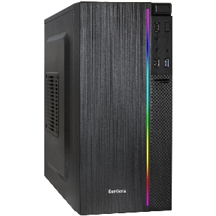 Компьютерный корпус Minitower ExeGate mEVO-9302-RGb (mATX, без БП, 2хUSB+1хUSB 3.0, HD аудио, черный с RGb подсветкой)