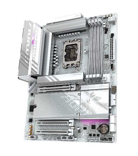 Материнская плата Gigabyte B860 AORUS ELITE WIFI7 ICE, LGA 1851, Intel B860, 4xDDR5, 4xSATA, 3xM.2, 1xPCIe 5.0 x16, 2xPCIe 4.0 x1, 1xHDMI, 2xDP, 1x 2.5Gb LAN, 6xUSB-A 3.2, 1xUSB-C 3.2, 4xUSB-A 2.0, 2x3.5 мм, 7.1, ATX