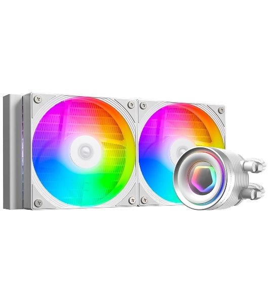 Система жидкостного охлаждения ID-Cooling FX240 Inf ARGb Soc-AM5/AM4/1200/1700/1851 белый 4-pin 27.2dB Al+Cu 300W Ret (FX240 INF белый)