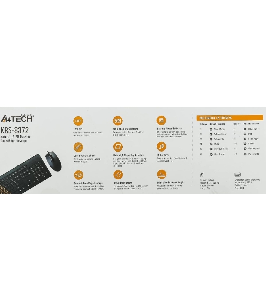 Комплект клавиатура+мышь A4Tech KRS-8372 проводной, USB, 1200 DPI, чёрный