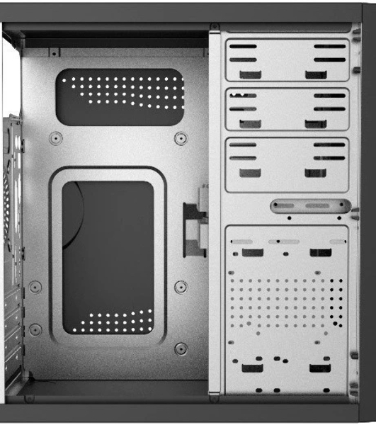 Компьютерный корпус с блоком питания 450Вт. Сase Forza mATX, 450W, 2xUSB 3.0, Black, w/o FAN, 12 см fan PSU, power cord