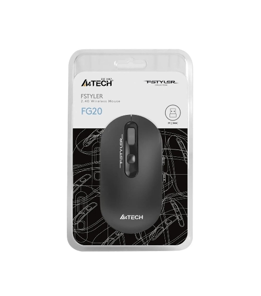 Мышь беспроводная A4Tech Fstyler FG20 серый, 2000 dpi, радиоканал, USB, кнопки - 4