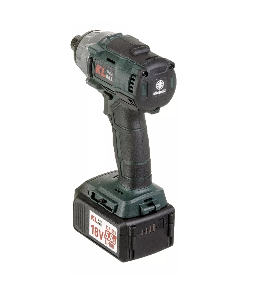 Профессиональный бесщеточный винтоверт аккумуляторный KLPRO KLDV18B-50 (18В, Li-ion-2шт, 5.0Ач, 180Нм, 2 скорости, подсветка,З/У,в кейсе)