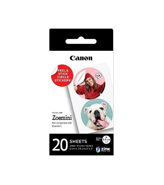 Наклейки Canon ZINK ZP-2030-2C-20 (2 круга) 4967C003/20л./белый для сублимационных принтеров