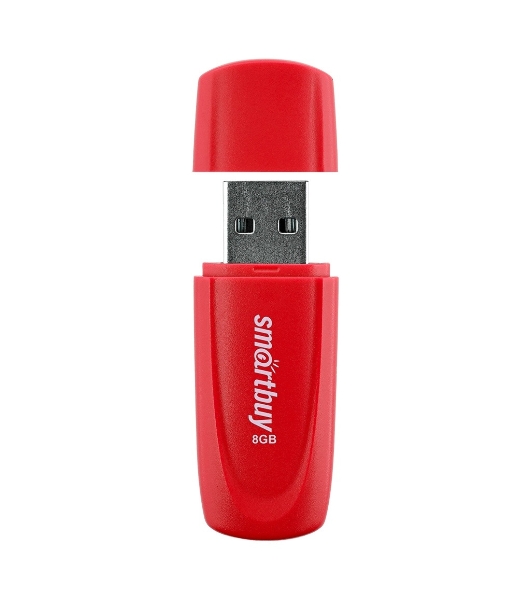 Флешка USB Smartbuy Scout Red (SB008 Gb2SCR), 8Gb, USB 2.0, R/W 15/8, красный