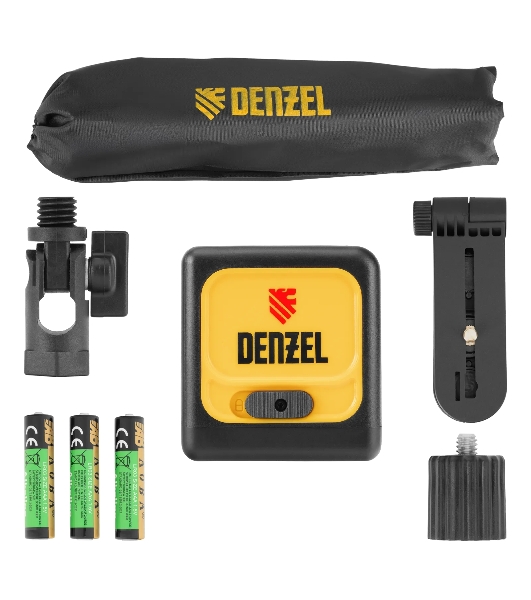Лазерный уровень Denzel DQB-T, 30 м, зеленый луч, батарейки, штатив