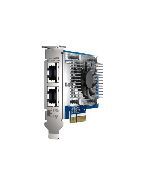 Сетевая карта QNAP QXG-10G2T-X710 LAN Expansion Card, PCIe Gen 3, Two 10GbE (10G/5G/2.5G/1G/100M)) Ports with SR-IOV and iSCSI, Block-based, Supports Multiple Virtual Disk Modes