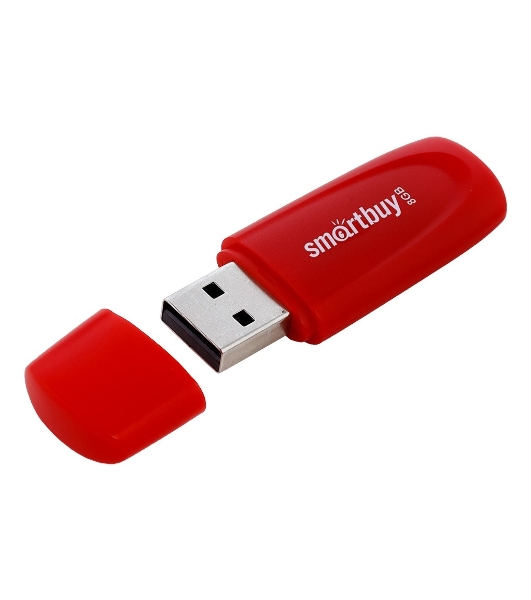 Флешка USB Smartbuy Scout Red (SB008 Gb2SCR), 8Gb, USB 2.0, R/W 15/8, красный