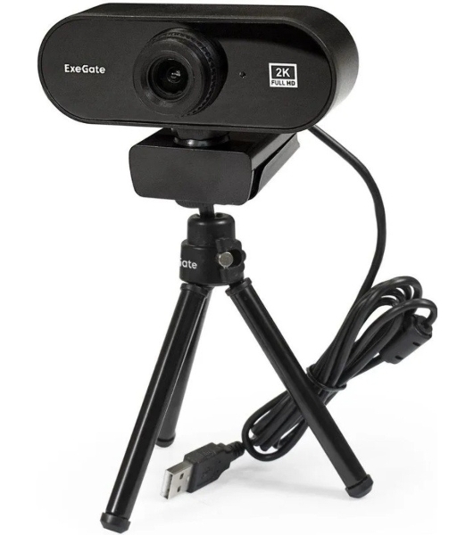 Веб-камера ExeGate Stream C940 2560x1440, 30 кадр/с, USB Type-A, микрофон (шумоподавление), универсальное крепление, штатив в комплекте