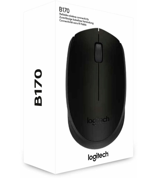 Мышь беспроводная Logitech B170 черный, 1000 dpi, радиоканал, USB, кнопки - 3